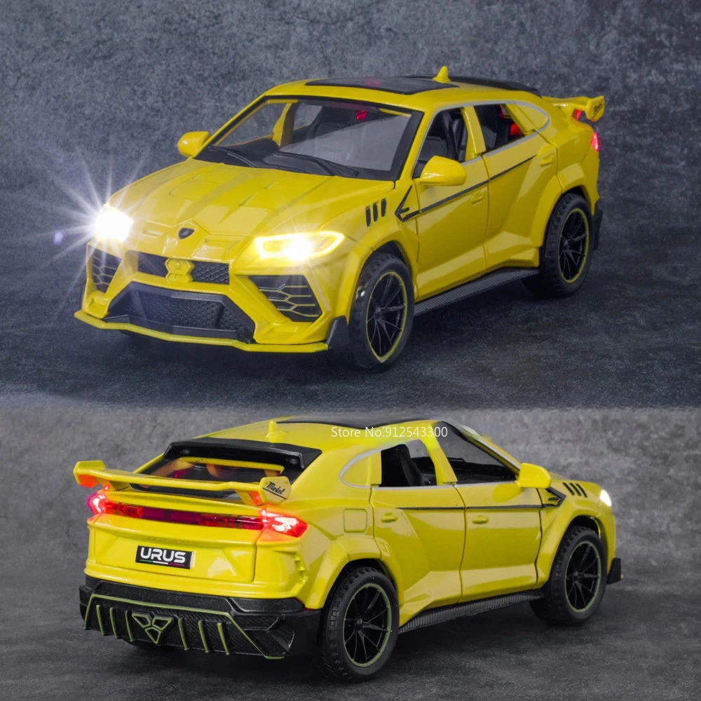 Juguetes de aleación URUS V12 a escala 1:32, modelo de coche fundido a presión, puertas de Metal, sonido abierto, luz, vehículos extraíbles, modelos, juguetes para niños, adornos