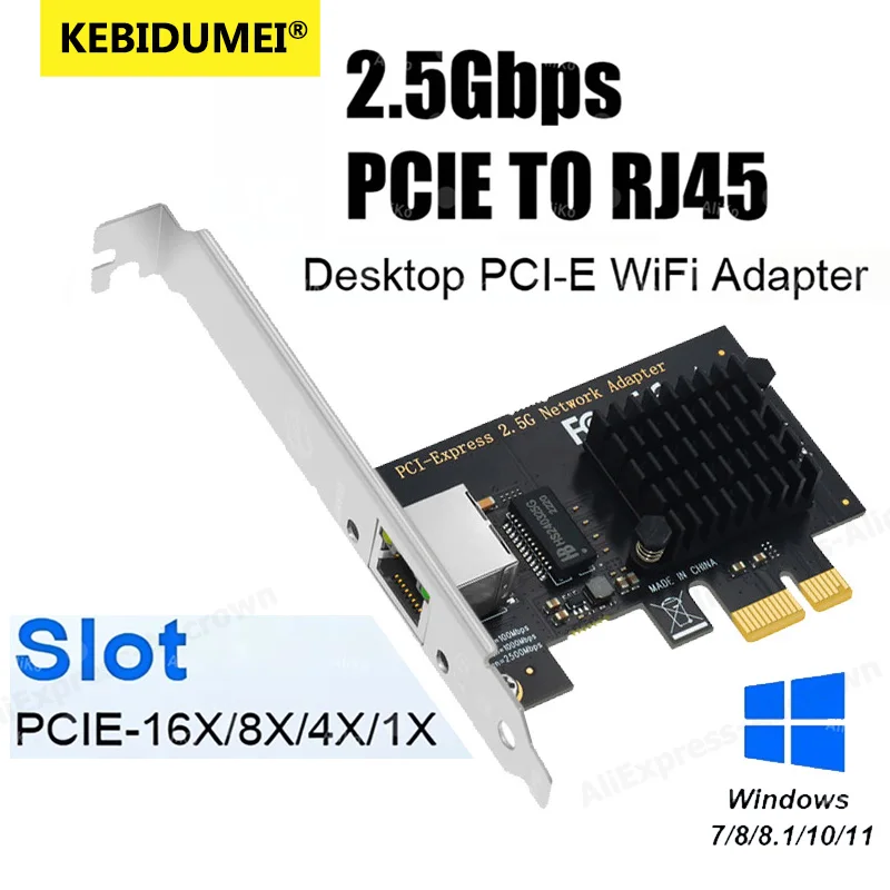 

PCI-E To RJ45 Network Card 2.5Gbps Gigabit Ethernet 1000/2500Mbps PCIE Network Card LAN Controller Adapter RJ45 for Desktop PC