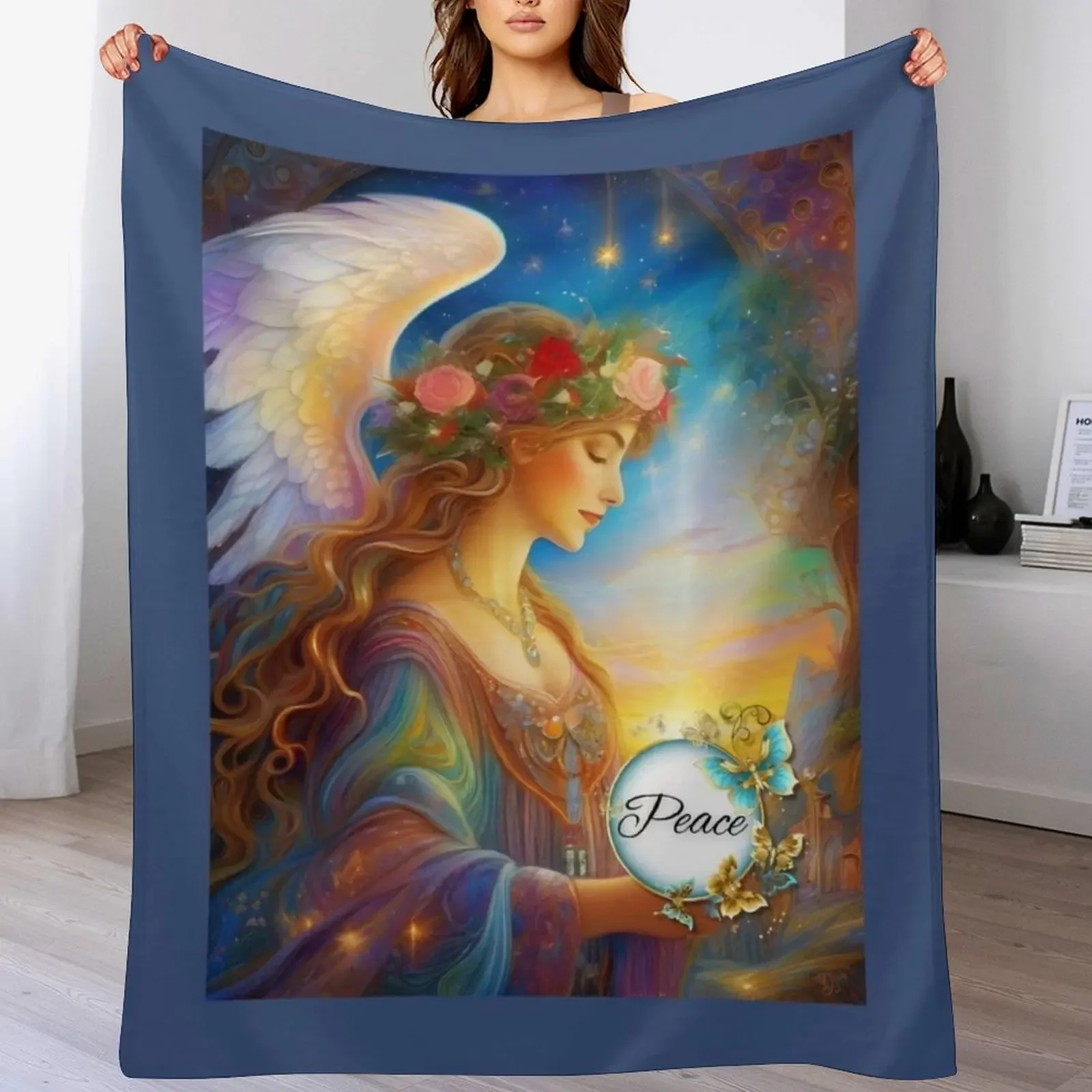 Peace Angel Throw Blanket Durable Warm Blanket for Daily Home Use