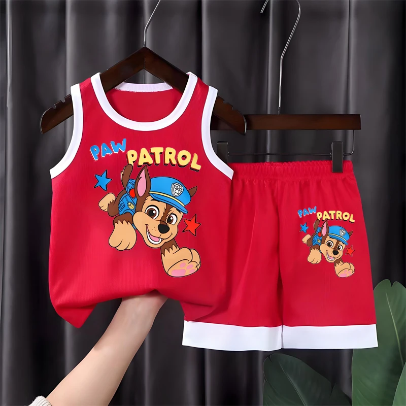 PAW Patrol Fashion Kids Clothes Boys Girls Sets Top Shorts 2PCS Soft Summer Children Quick-drying Shorts Sport Basketball Suit image 2