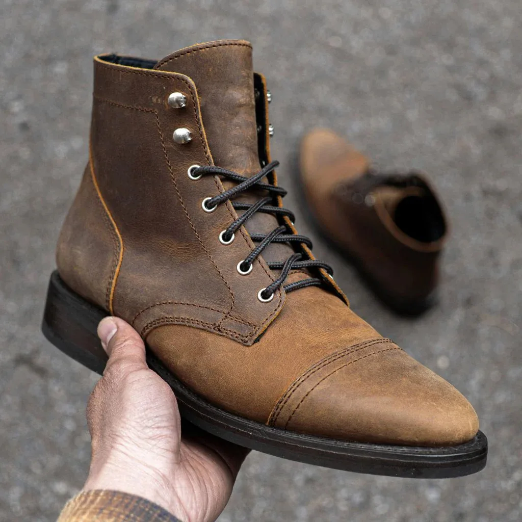 Vintage Renaissance Cosplay Round Toe Work Boots High Top Motorcycle Shoes High Quality Black Lace-Up Matte Men's Shoes 2025 - Image 4