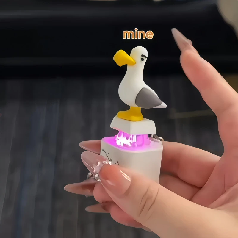 Chaveiro Seagull Mine com Botão de Teclado Clicky, Brinquedo Fidget USB com Luz LED e Som, Chaveiro Antiestresse