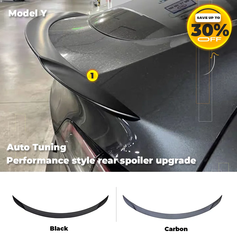 

Performance Rear Trunk Wing For Tesla Model Y 2017-2024 Rear Spoiler Glossy Black Carbon Body Kits Auto Upgrade Accessories