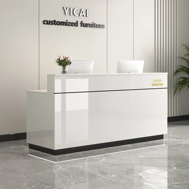 Luxury Modern Reception Desks Outfit Shop Nordic Beauty Salon Podium Cashier Desk Service Salon Furniture Balcão Recepção FYRD