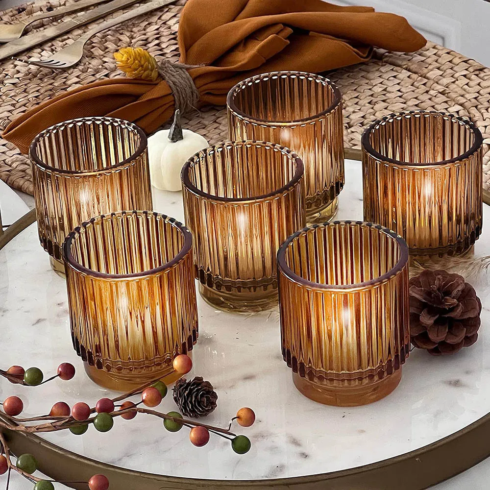 Ribbed glass votive holders