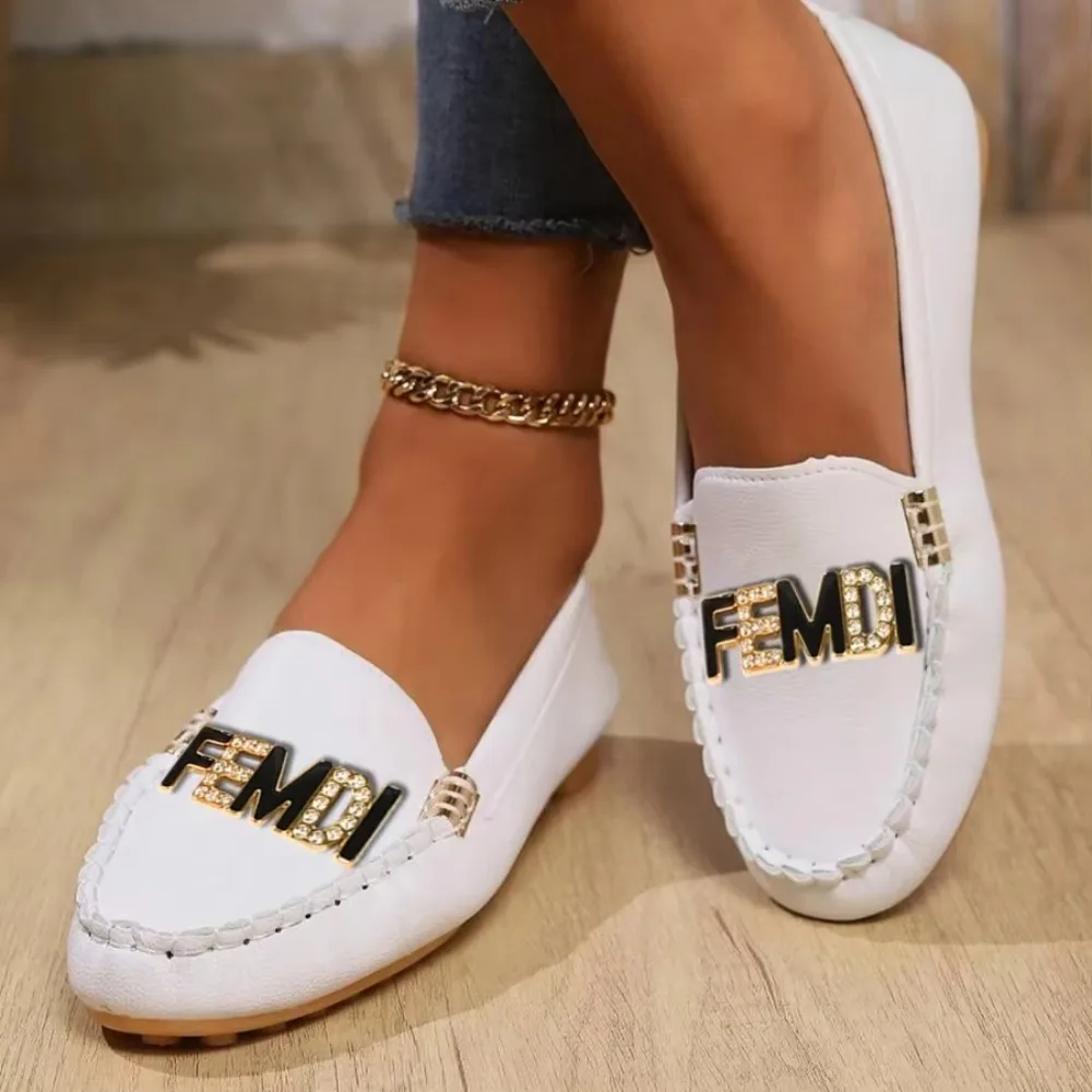 

Women Luxury Decor Flats Artificial leather Loafers Driving Boat Fashion Design Sandals Slip-on Sexy Elegant Comfy Casual Shoes