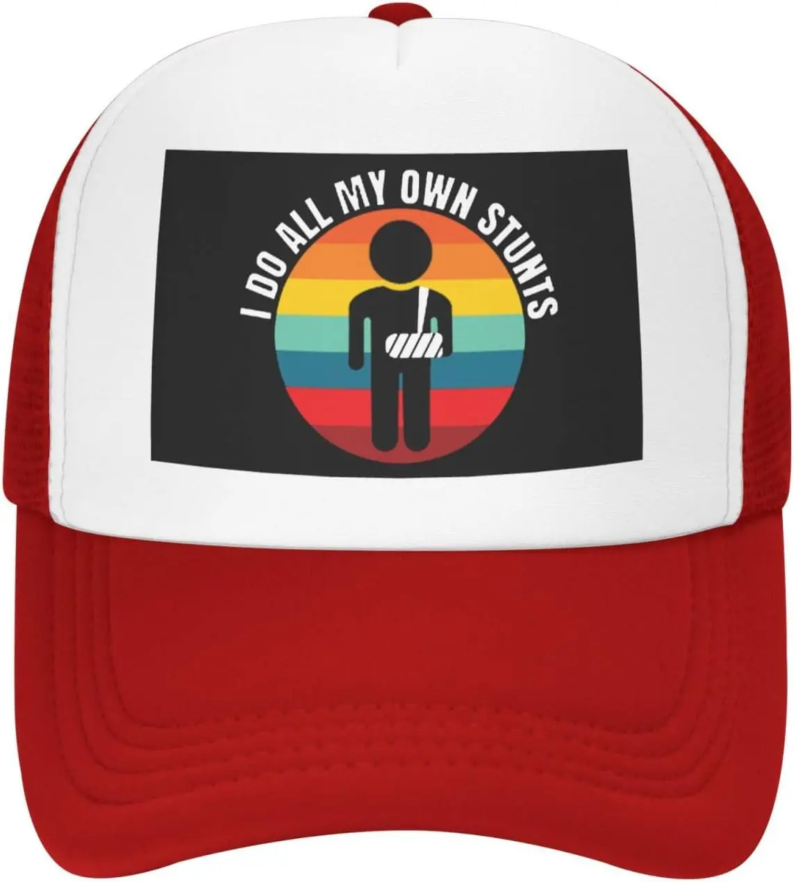 I Do All My Own Stunts Broken Arm Graphic Trucker Hat Mesh Snapback Cap Adjustable Outdoor