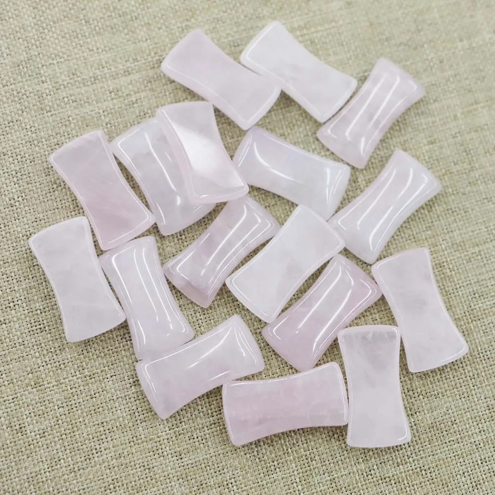 Natural Stone Rose Quartz Powder Crystal Dog Bone Cabochon Ornament Pieces Charms Fashion DIY Home Decoration Holiday Gift 12Pcs