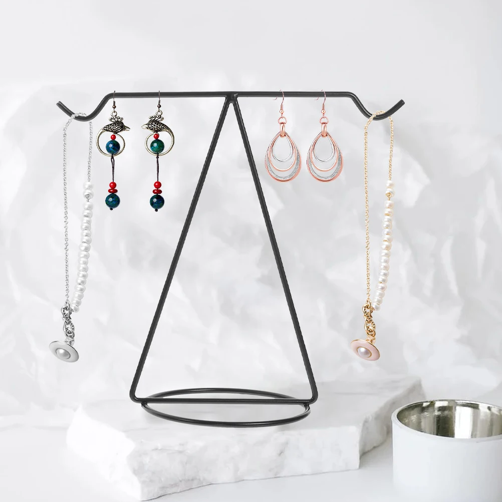 

1pc Wrought Iron Jewelry Holder Stand Necklace Earrings Display Rack Bracelet Organizer T Bar Fashion Store Home Decor