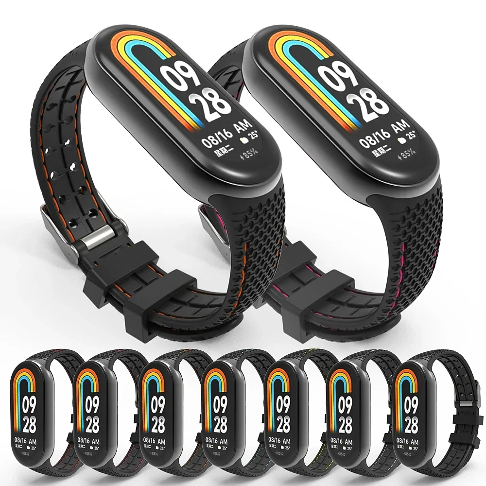 

Силиконовый ремешок для Xiaomi Mi Band 8/9, сменный резиновый браслет для смарт-часов, аксессуар для запястья