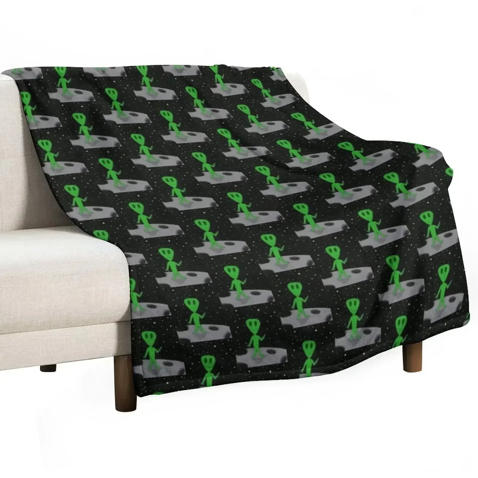 Alien in Space Throw Blanket Faux Fur Soft Warm Blanket for Bed