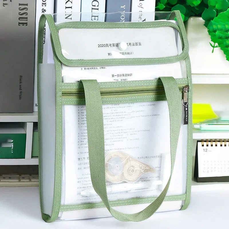 Portable Transparent Zipper Storage Bag Test Paper Folder 13 Layer File Folder Vertical Document Storage Bag Student Stationery