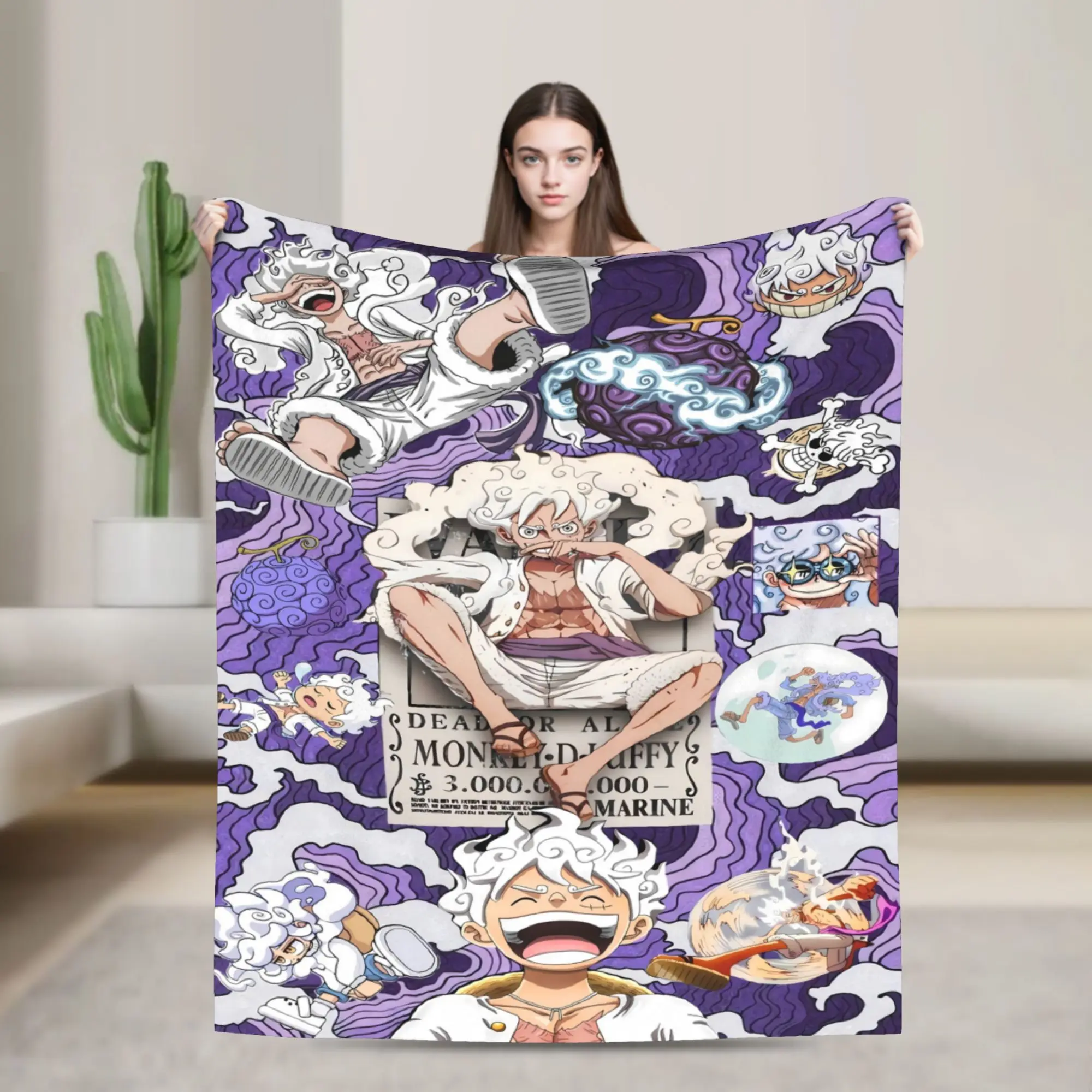 Anime one piece Luffy Gear Five Blanket Quality Super Soft  Throw Blanket Spring Child Couch Chair Sofa Bed Funny Bedspread