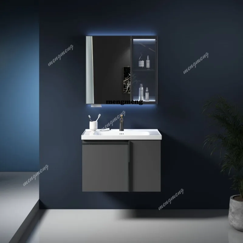 Multi-layer solid wood bathroom cabinet, wall cabinet combination hand sweep switch, multi-layer solid wood bathroom cabinet