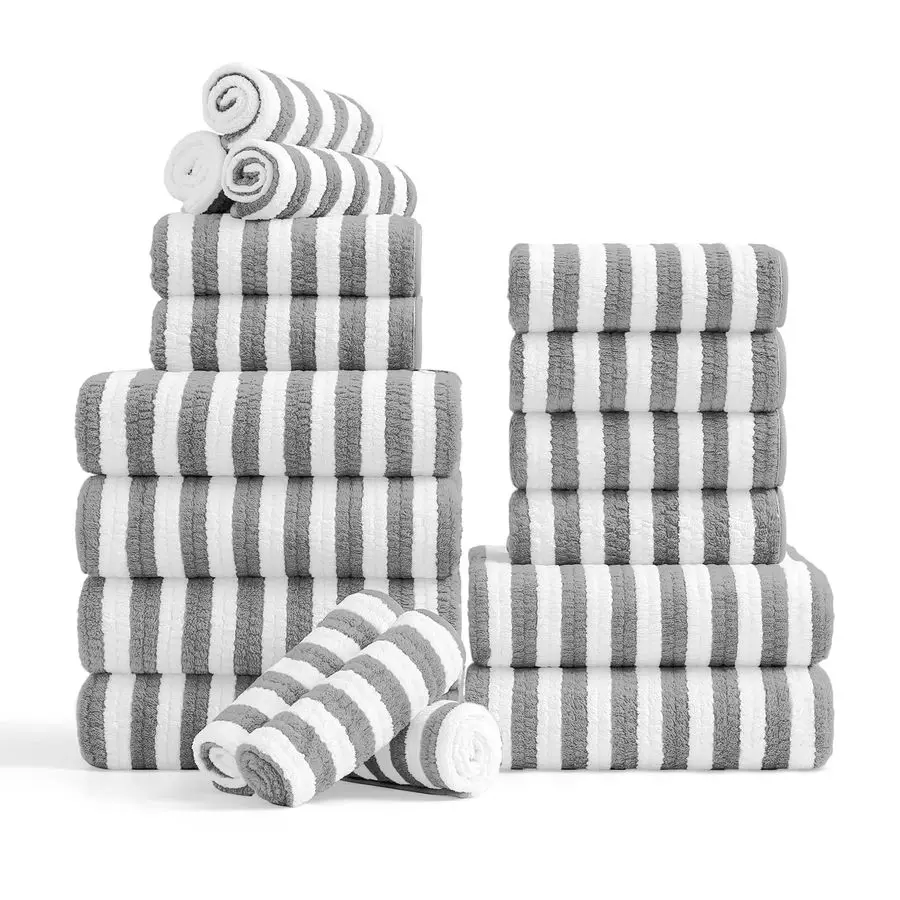 

Набор банных полотенец из микрофибры, 6 банных полотенец, 6 полотенец для рук, 6 мочалок, мягкое, очень впитывающее полотенце для ванной комнаты, быстросохнущее усиление меньше