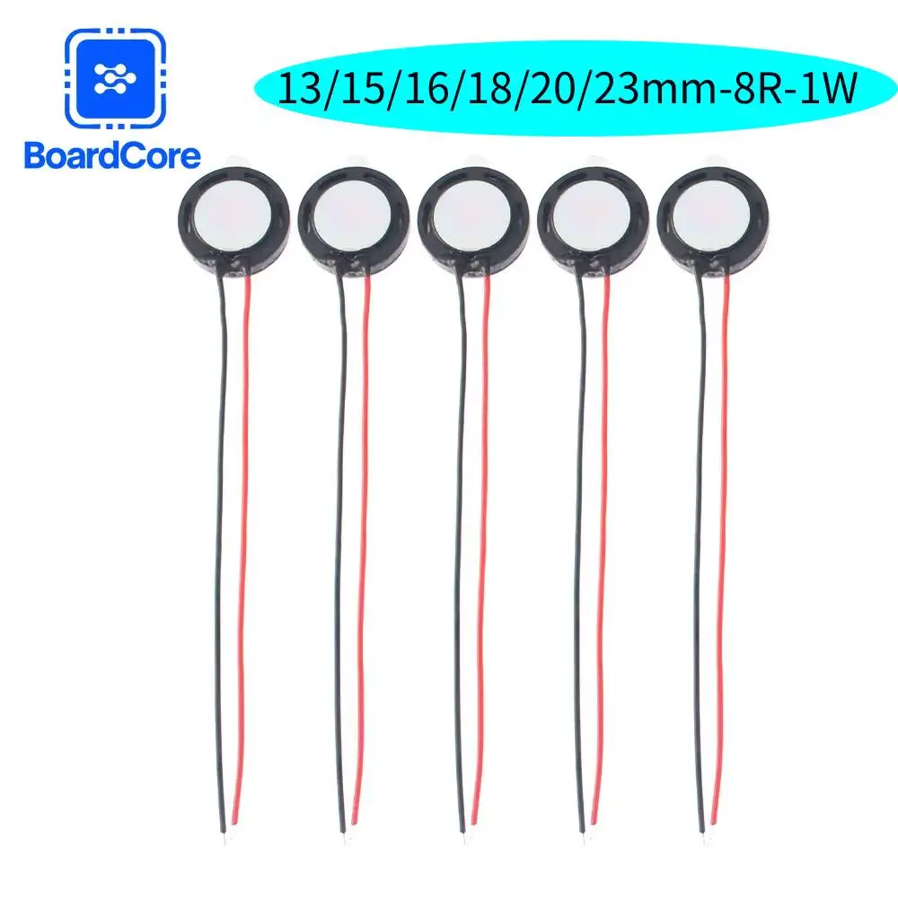 5Pcs 8Ohm 8R 1W Mini Speaker 13/15/16/18/20/23mm Internal Magnet With Wire Loudspeaker Audio DIY For Tablet Phone Computer