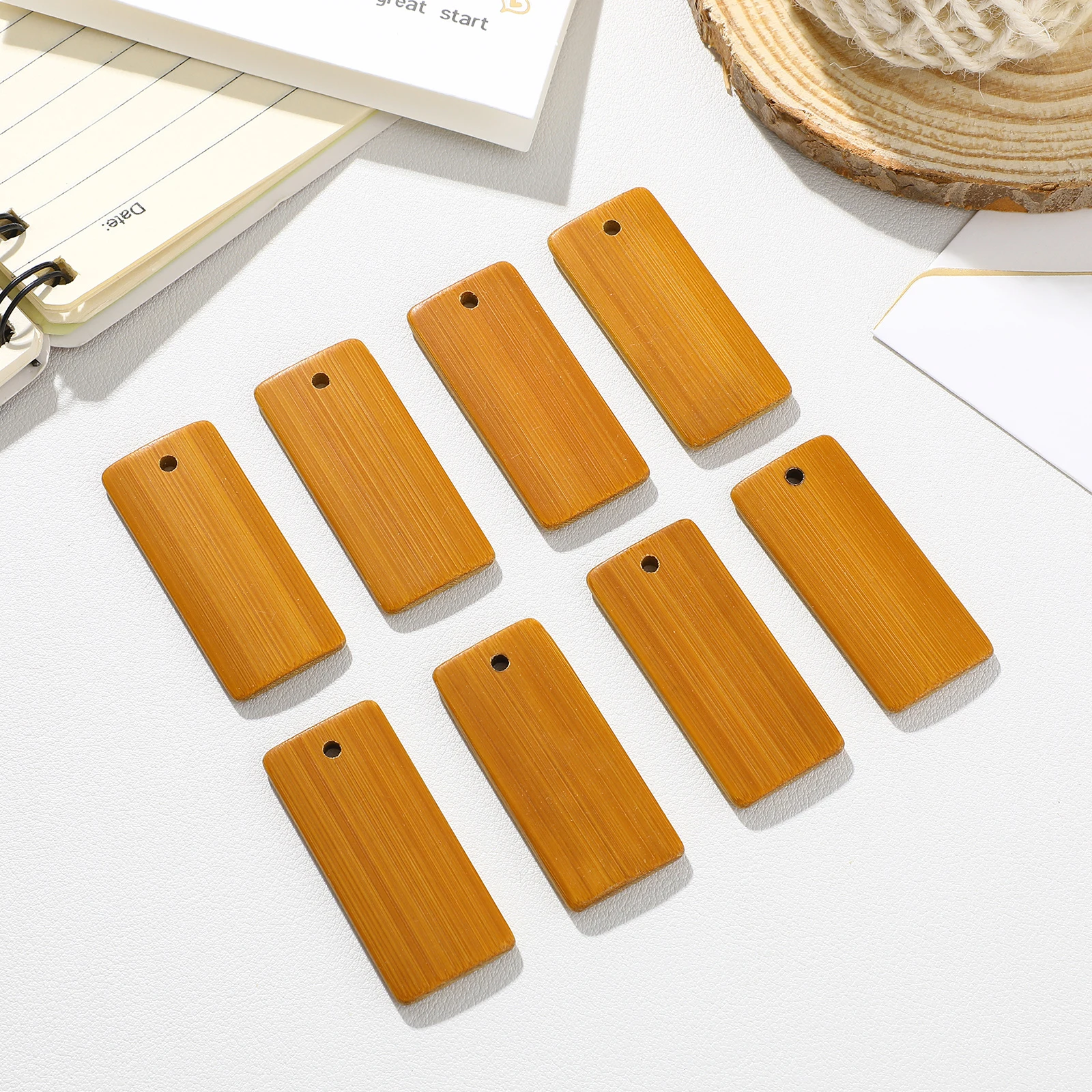 

50 Pcs Blank Bamboo Tags Diy Keychain Pendants Decorative Accessories For Personalization