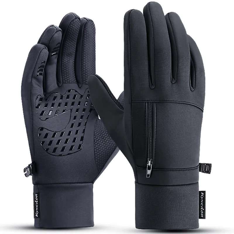 Wintersport Fietshandschoenen Windproof Siliconen Antislip Touchscreen Warme Handschoenen Voor Werk Zwart Mtb Sneeuwscooter Motorhandschoenen