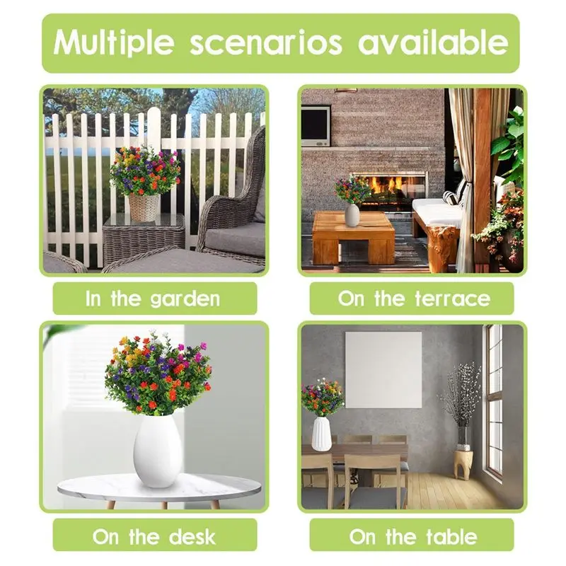 【HOT N07R】 10PCS Bundles Artificial Flowers Outdoor Artificial Flowers UV Resistant No Fade Faux Plastic Greenery Shrubs Plants