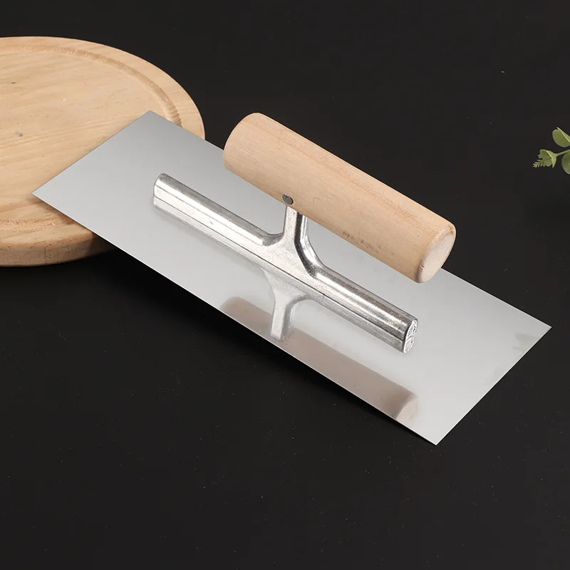 Professional Stainless Steel Plaster Trowel with Wooden Handle for Artistic Coating and Skimming