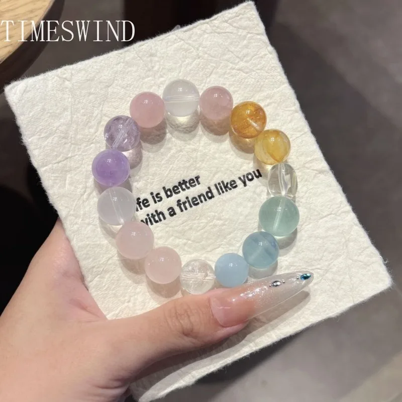 TIMESWIND Original Crystal Blue Yellow White Pink Round Beaded Women Bracelet Fashion Jewelry with Certificate