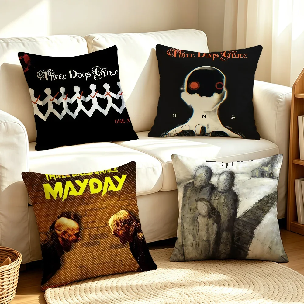 Band T-Three D-Days G-Grace-S cushion cover Soft Smooth Pillow Case Hidden Zipper Washable Decorative Couch Office Gift