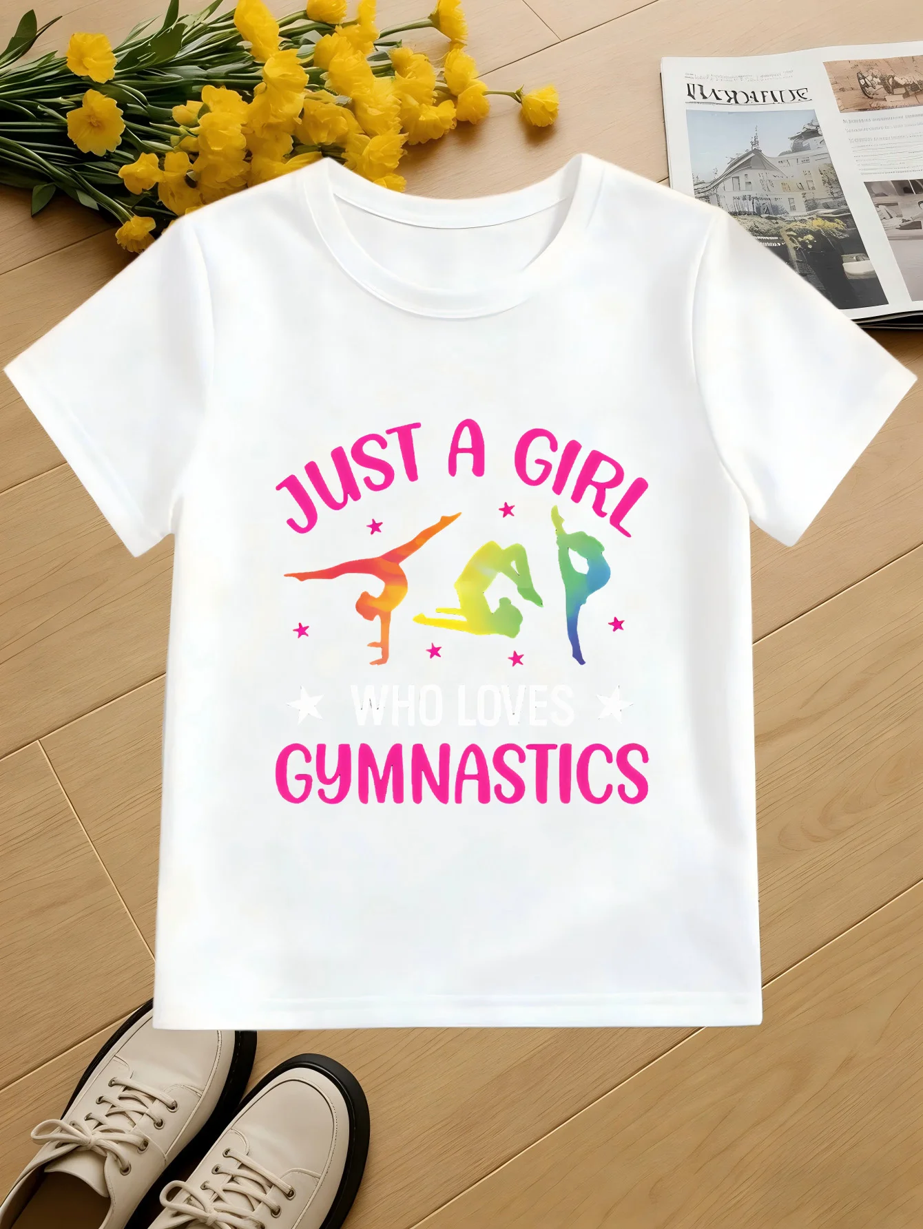 Rainbow Gymnast Silhouette Gymnastics Lover Quote Print Kids T Shirt Boys Girls Family Matching Summer Crew Neck Casual Tee
