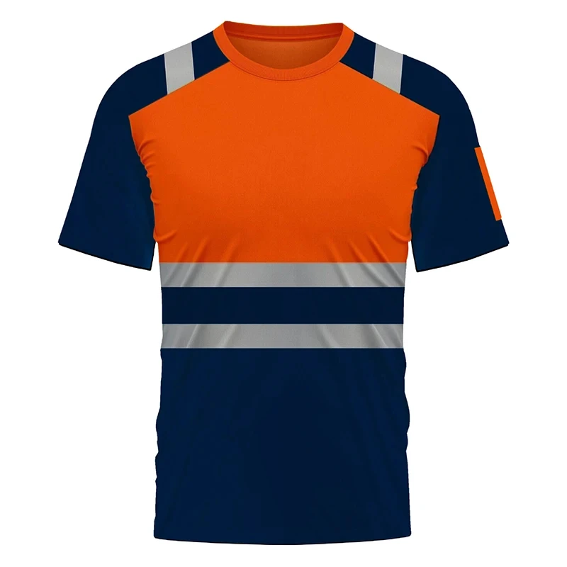 Striped Solid Plain T-shirt 3D Printing Fake Workwear T Shirt Men Round Neck Short Sleeves Sports Running Summer Cosplay Tee image 2