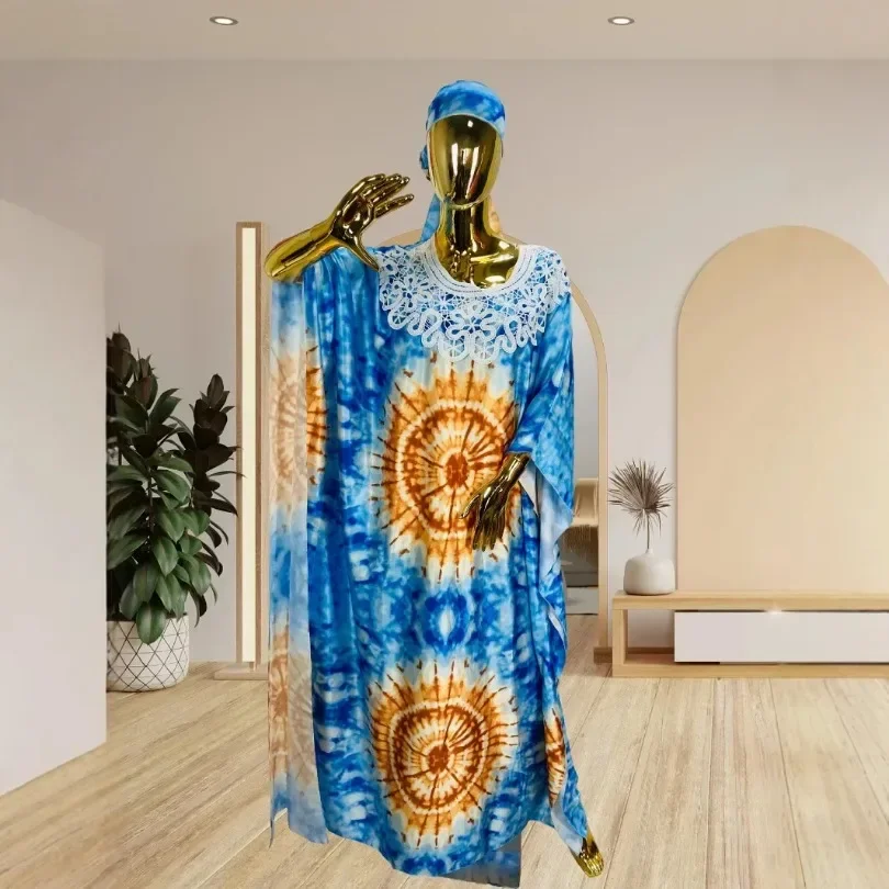 ملابس نسائية مقاس كبير مخصصة من المصنع الأفريقي الماسي بالتفصيل بأكمام تشبه جناح الخفّاش وطباعة فستان فضفاض مناسب W