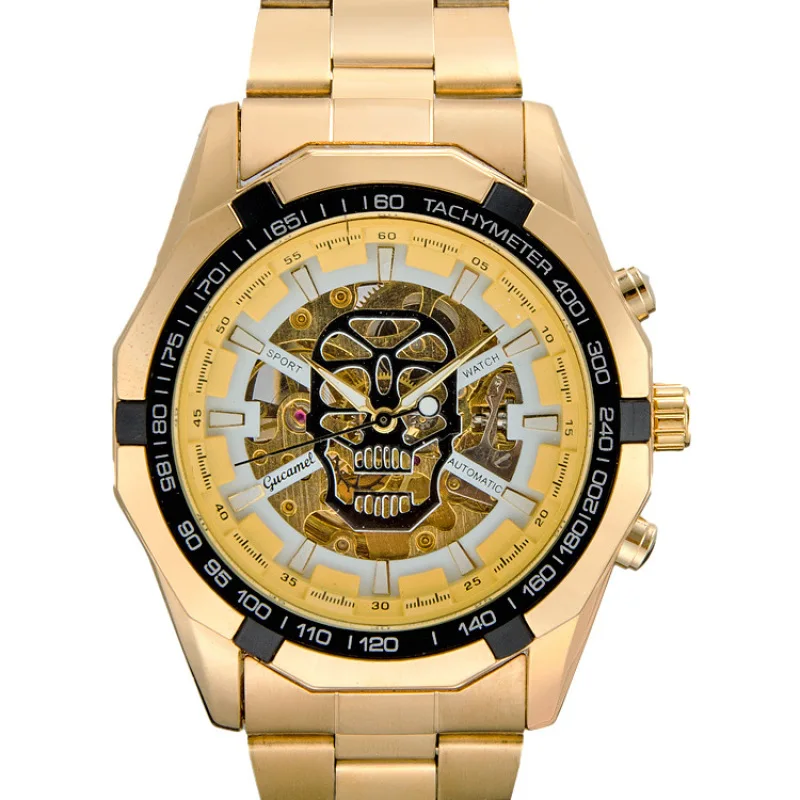 Fashion Hollow Gold Automatic Mechanical Watch for Man Casual Business Luminous Waterproof Skeleton Men's Wrist Watches Male