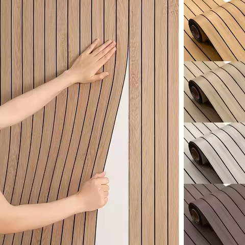 Thickened Self Adhesive Wooden Grid Pattern Wallpaper Easy DIY Peel and Stick Vinyl for Living Room Bedroom Home Decoration