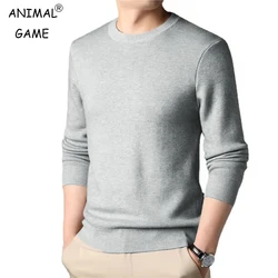 Men's Solid Color Knitted Pullover Sweater Crew Neck Lightweight Vintage Sweatshirts Loose Basic Streetwear Winter Warm Coats