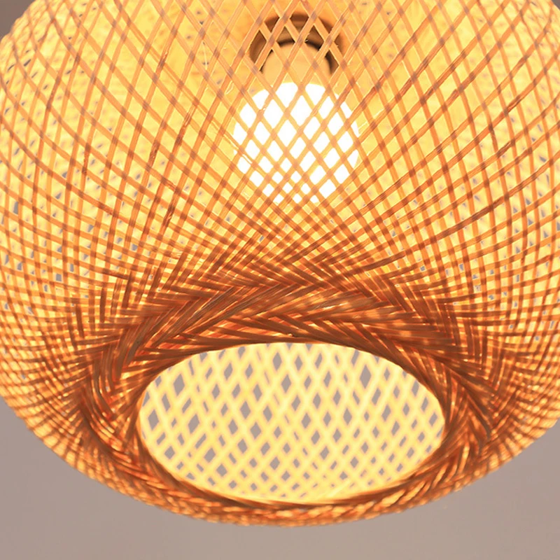 Imagem -06 - Bamboo Spherical Chandelier Handmade Bamboo Shade Iluminação do Quarto Decoração Lâmpada E27 Zk50 Art Natural