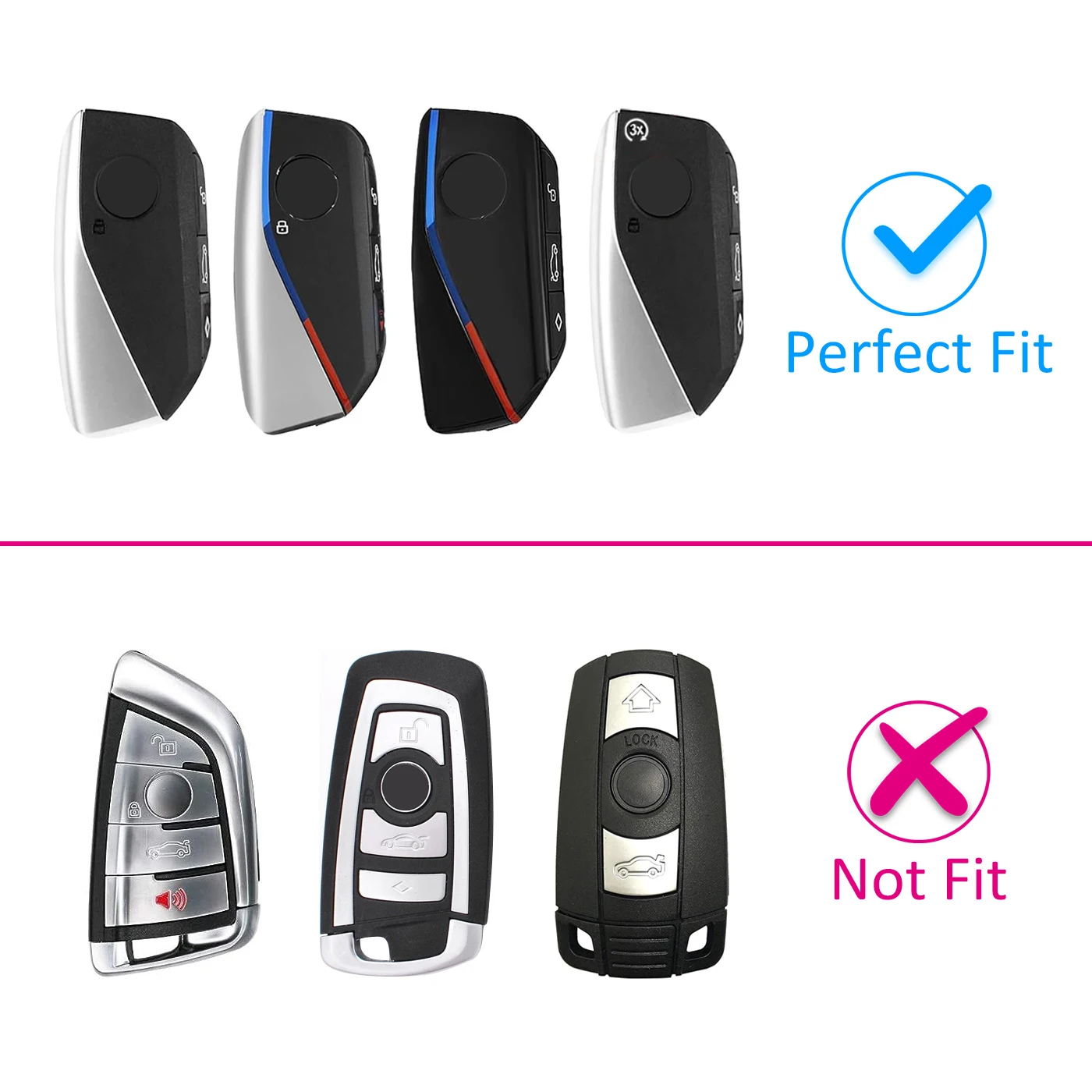 2x Silicone Car Key Fob Cover Case Holder Keychain For BMW iX1 iX2 iX XM X1 X2 X3 X5 X6 X7 M5 i5 i7 2 5 Series Touring F74 U06