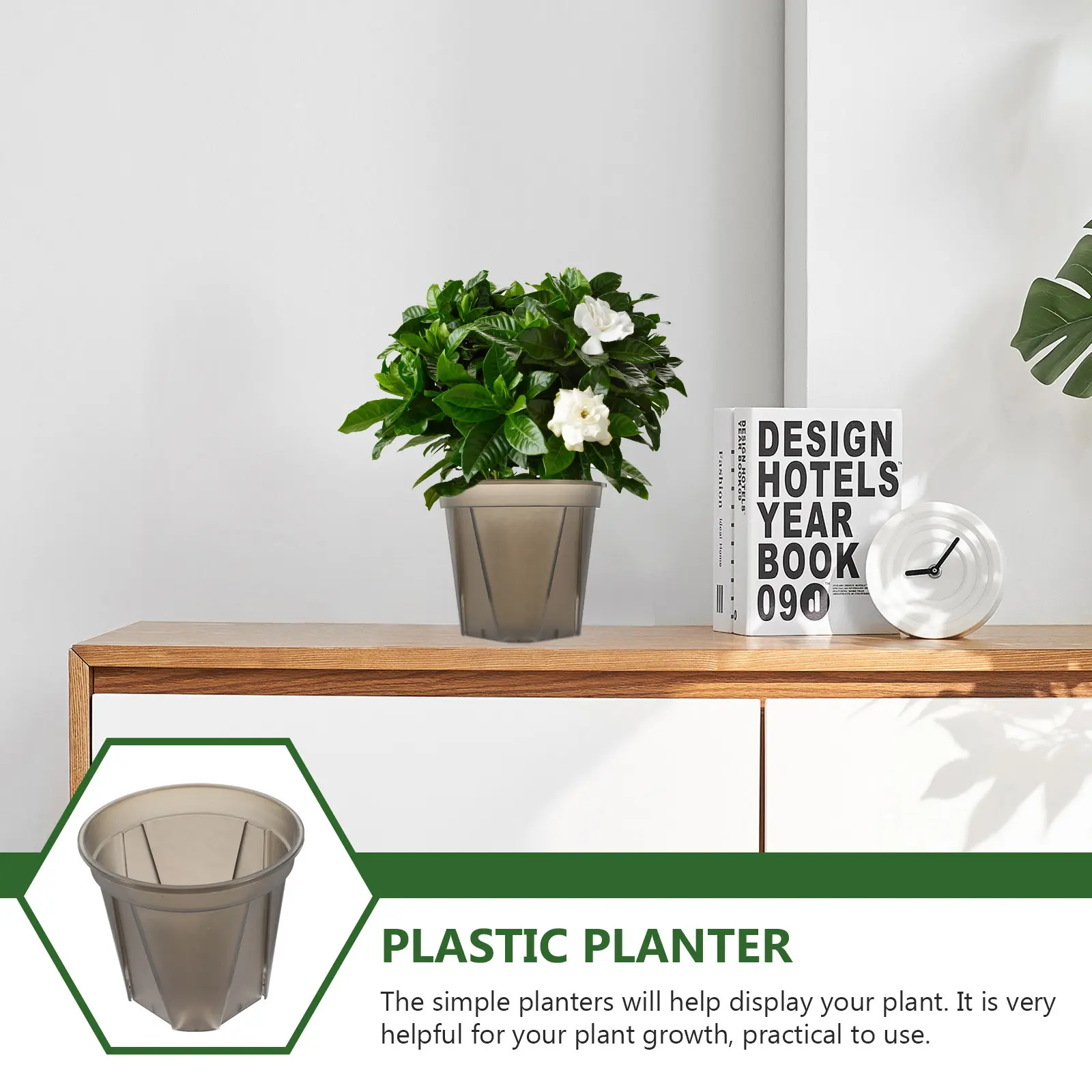 5pcs Solid Color Plastic Planter Pots with Drainage Holes for Succulents, Nursery Plants, Flowers & Home Garden