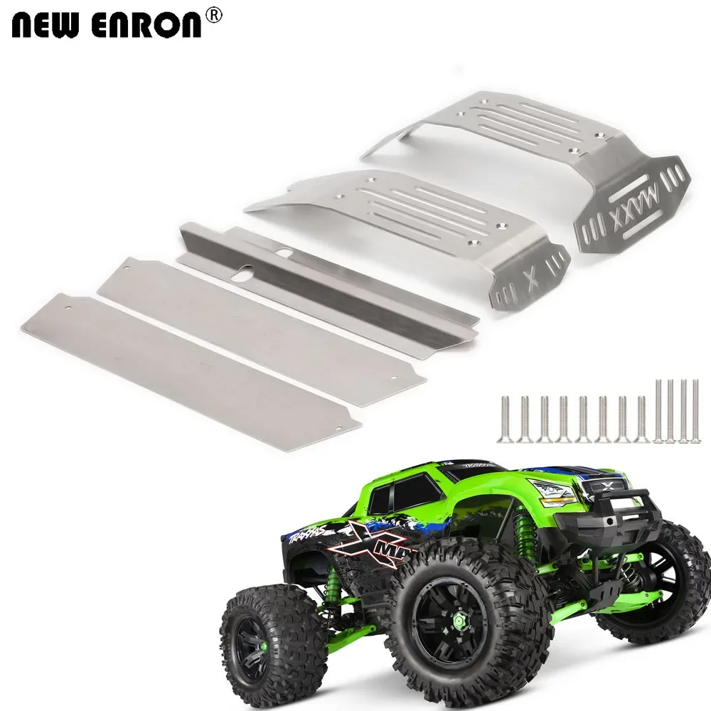 ENRON-Conjunto de protección de placa de deslizamiento de armadura de chasis de acero inoxidable 7744 delantero y trasero para coche RC 1/5, Traxxas x-maxx 6S 8S 77086-4, nuevo