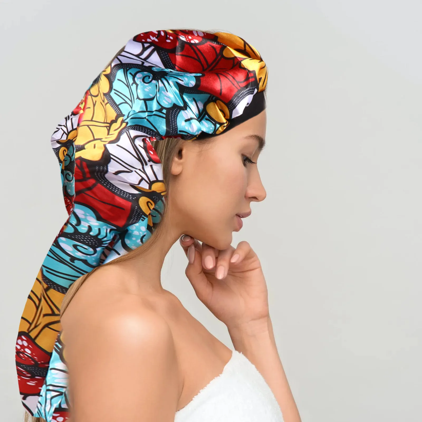 

Набор из 2 шапочек для сна: атласные боннеты для длинных волос, кудрявых причесок, наращенных волос, для ночного использования, мягкие головные уборы для женщин