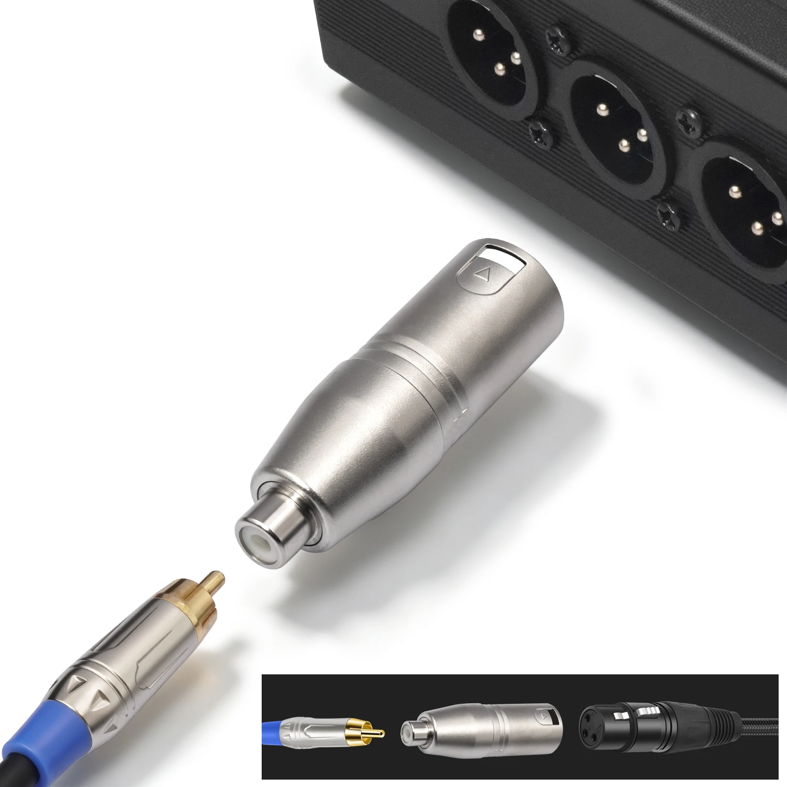 XLR Male to RCA Female 3-Pin Balanced Nickel-Plated Metal Audio Adapter for Mixer Amplifier Active Speaker Recorder 2PCS