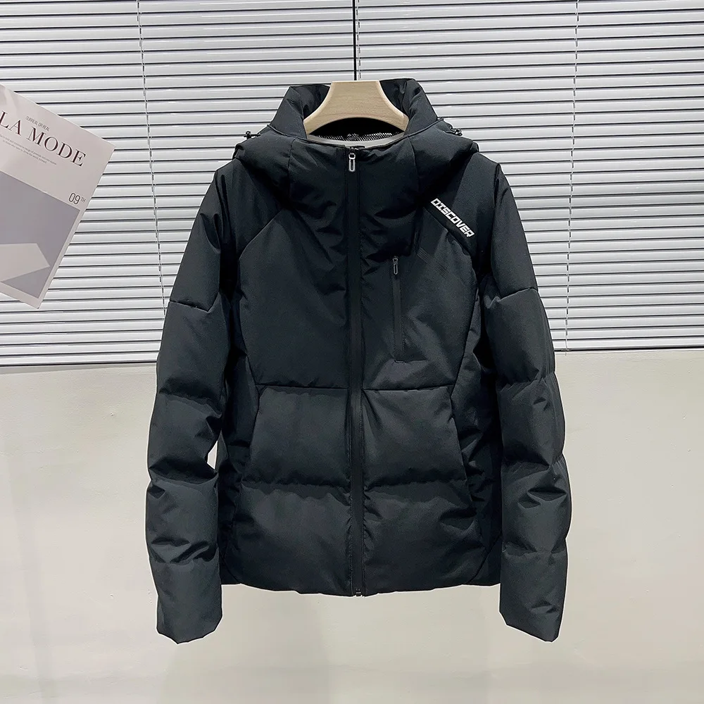 

Winter Men's Faion Hooded Outdoor Du down Jaet ort Sle Waterproof Warm Coat Urban Sle Thiened Coat with Hat