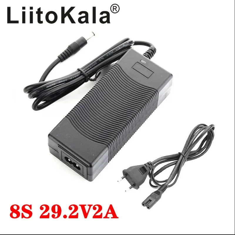 LiitoKala 24V charger 8S 29.2V 2A charger 29.2V 2A LiFePO4 Battery Charger RCA Port For 8S 24V LiFePO4 Battery pack