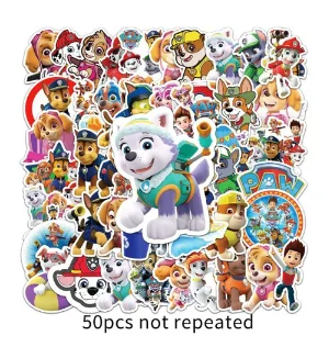 50pcs Paw Patrol Stickers Cartoon Sticker DIY Decoration Laptop Notebook Suitcase Luggage Waterproof Stickers Toys Gift For Kids