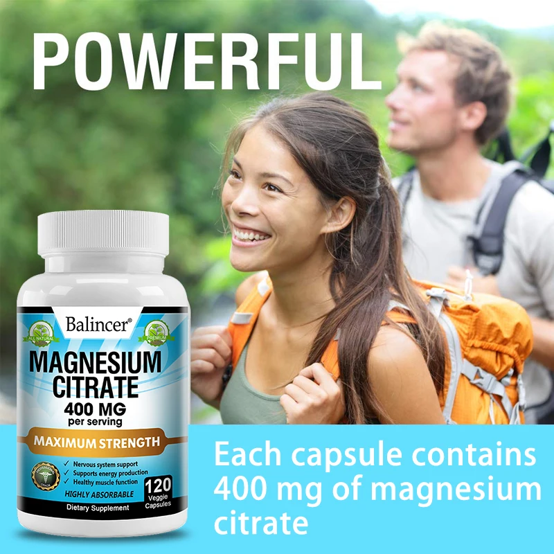 High Absorption Magnesium Citrate Capsules - Helps Relax The Body, Nourish The Nervous System, and Promote Muscle Health