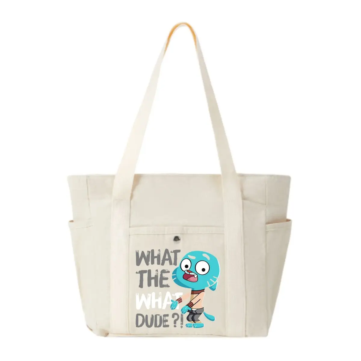 

Гамбол Что чувак! Сумка через плечо на молнии с несколькими внешними карманами и графикой из мультфильма