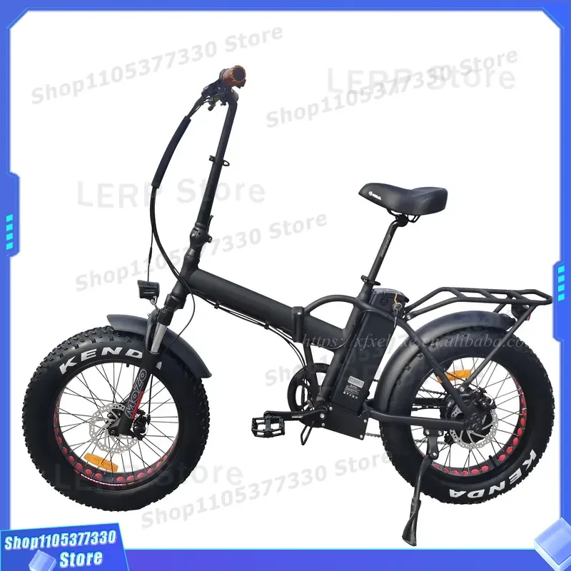 750W Electric Folding Bike 20 Inch Fat Tire E Bicycle for Snow Beach Adult Commuter Ebike Portable Foldable Power Motor 20