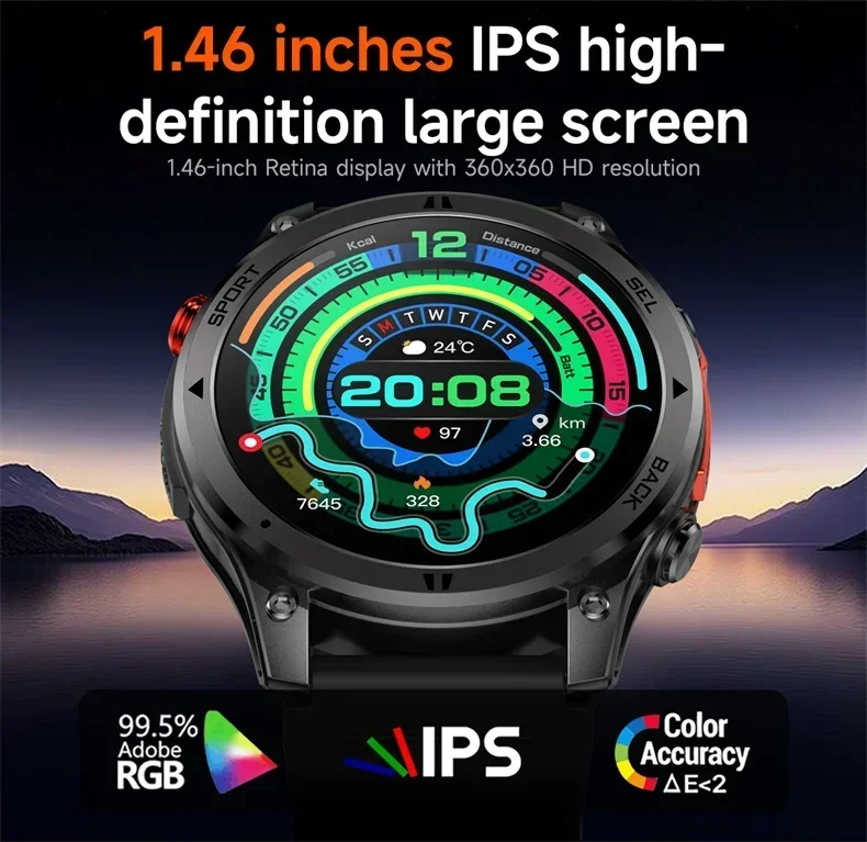 Smartwatch militar com gps rastreamento chamadas bluetooth_voghion.com