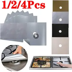 4-1PCS Stove Protector Cover Gas Stove Protector Burner Cover Foil Stovetop Mat Pad Clean Liner For Kitchen Cookware Reusable