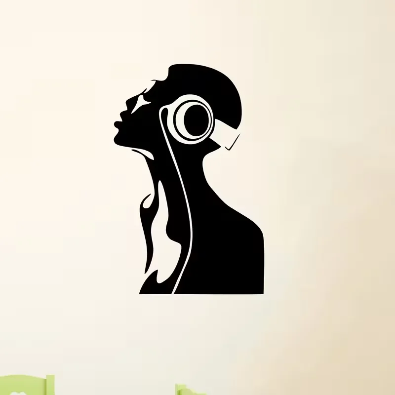 Listen to Music Wall Sticker - Vinyl Music Note Wall Art, Self-Adhesive Matte Finish, Classic Cartoon Design for Bedroom, Living