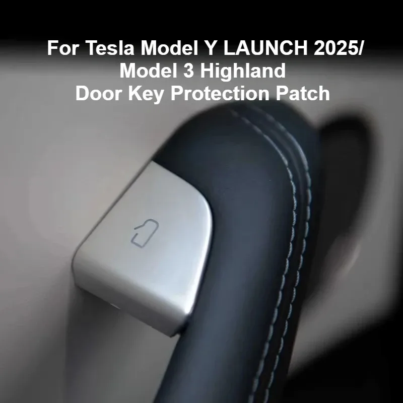 For Tesla Model Y Juniper Model 3 Highland Door Key Protection Patch Silver Car Accessories Door Opening Button Protect Cover