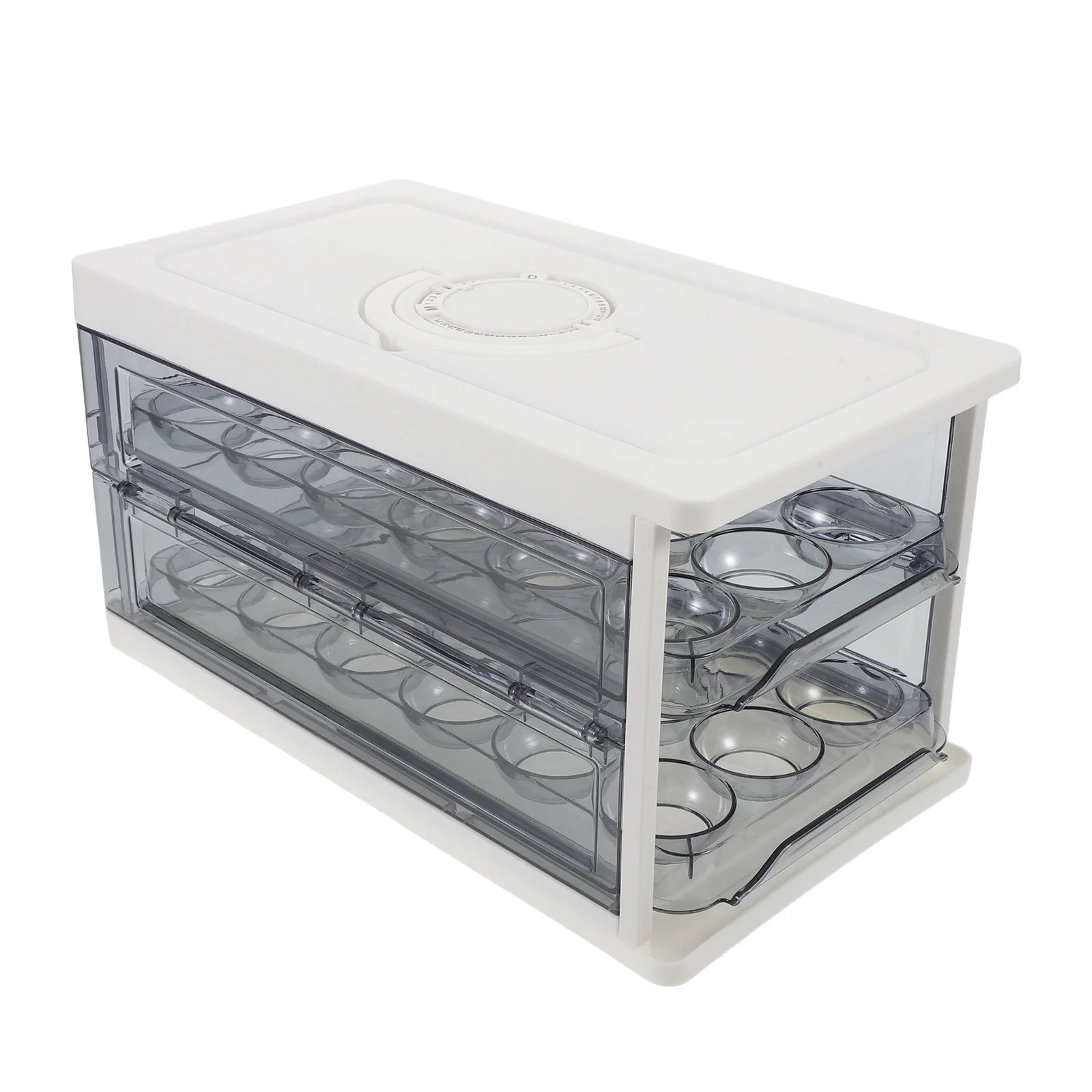 

Compact Egg Holder Refrigerator Organizer Box for 30 Eggs Keep Eggs Fresh Non-Slip Base Easy Stackable Kitchen Accessory