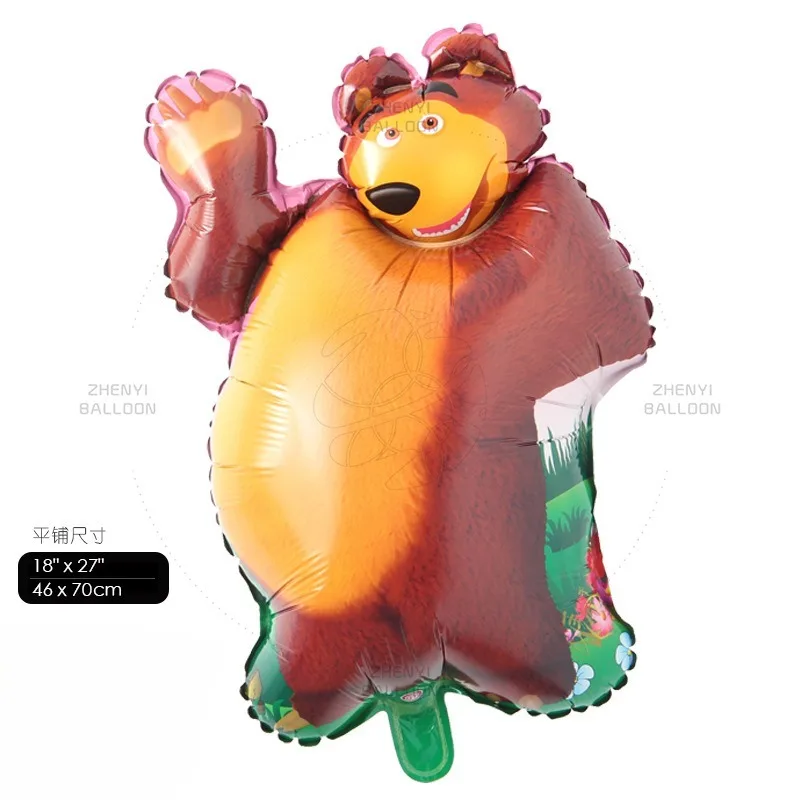 بالون ماشا آند ذا بير من الألومنيوم على شكل رسوم متحركة لتزيين أعياد ميلاد الأطفال من رقائق الألومنيوم لوازم الحفلات